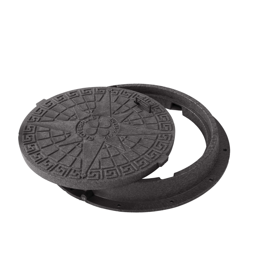 Black PE Manhole Cover - 60/80 cm, 5 T Load, Lockable - EN 124-6 A15 CloverPlast